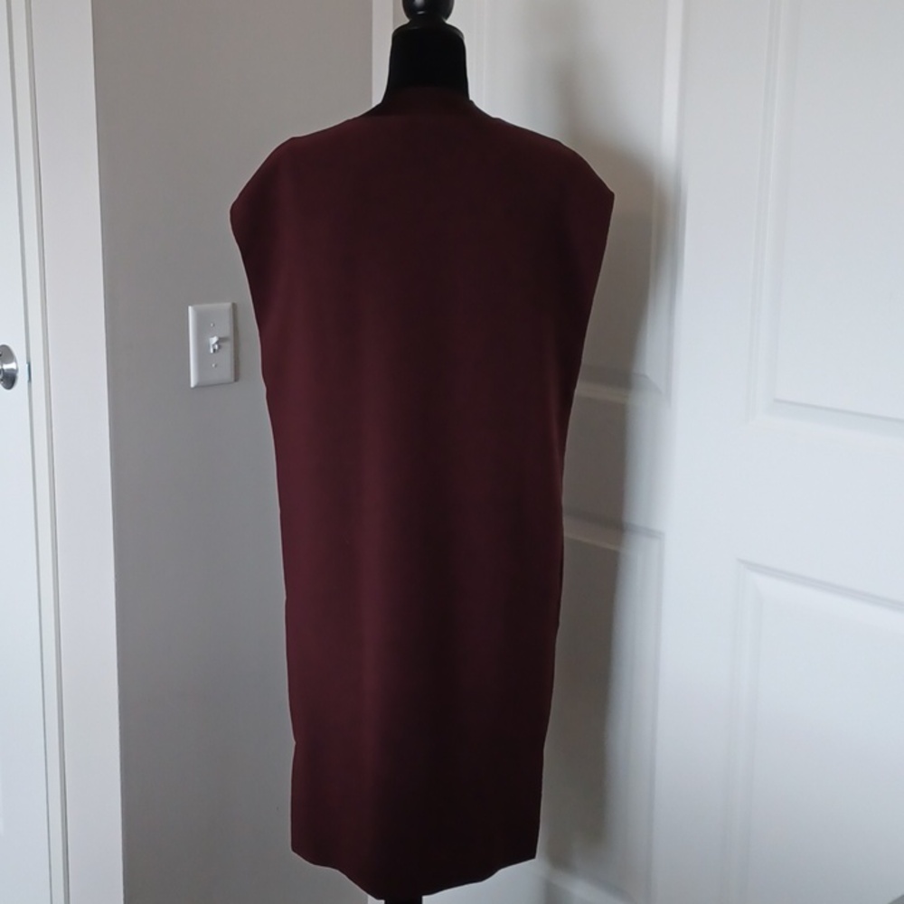 Vince Deep Burgundy Satin Trim V-neck Dress** Sz S/P - Picture 7 of 13